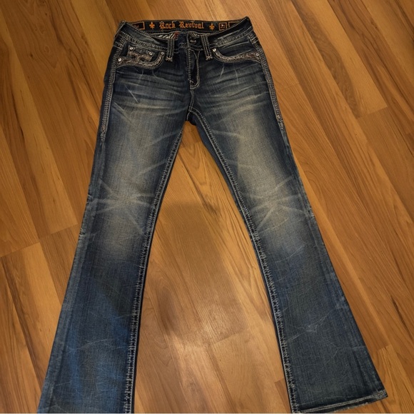 Rock Revival Blue Bootcut Jeans with Embroidered Pockets - Picture 5 of 8